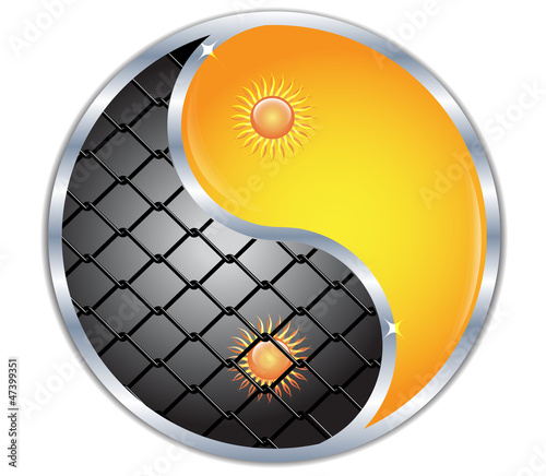 Yin and Yang button - Take care of freedom.Vector