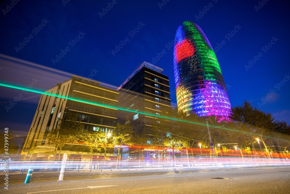 BARCELONA - NOVEMBER 24: Torre Agbar office building, Spain - obrazy, fototapety, plakaty 