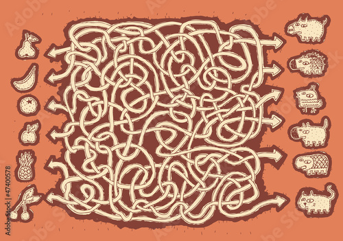 Animals and fruits Maze Game
