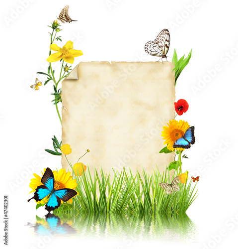 Concept of spring with blank paper for text