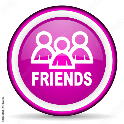 friends violet glossy icon on white background