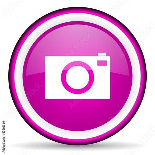 camera violet glossy icon on white background