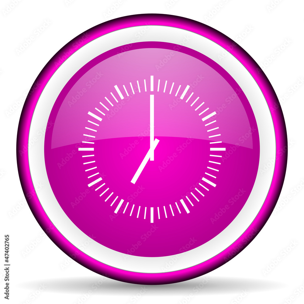 clock violet glossy icon on white background clock violet glossy icon on white background