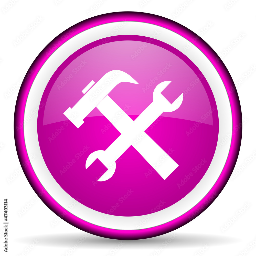tools violet glossy icon on white background tools violet glossy icon on white background