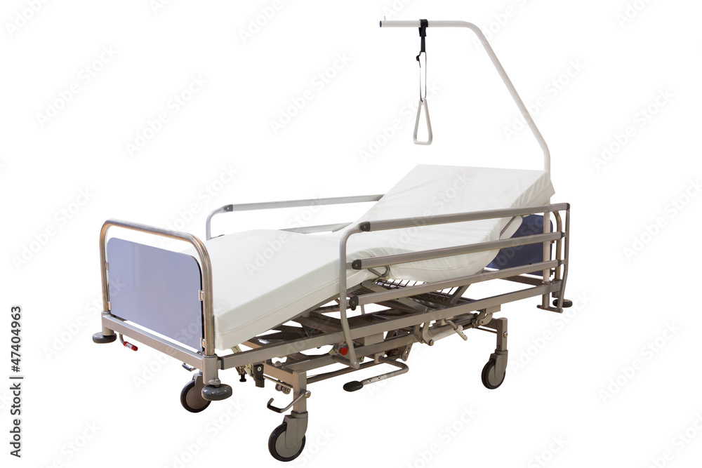 medical bed under the white background - obrazy, fototapety, plakaty 