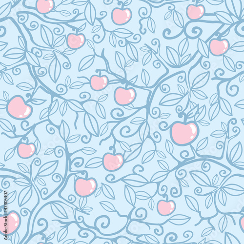 Wallpaper Mural Vector apple tree seamless pattern background with hand drawn Torontodigital.ca