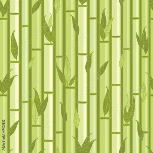 Fototapeta Naklejka Na Ścianę i Meble -  Vector bamboo stems and leaves seamless pattern background with