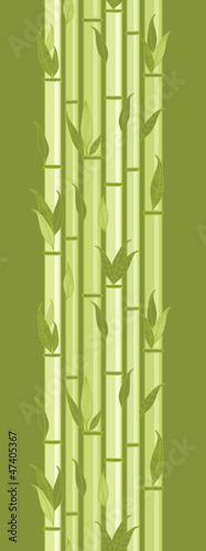 Vector bamboo stems and leaves vertical seamless pattern