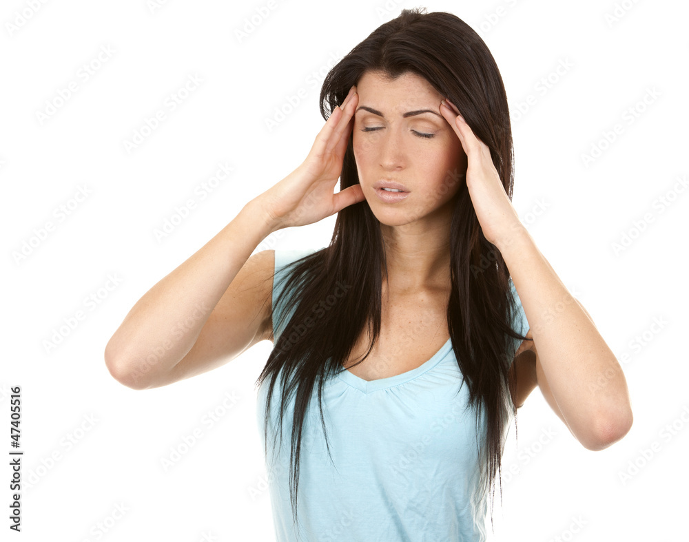 woman with a headache woman with a headache