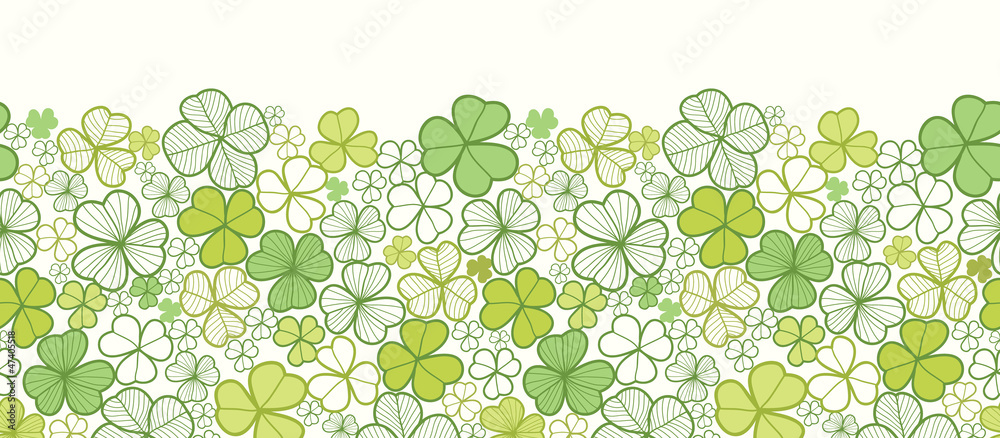 Vector clover line art horizontal seamless pattern ornament