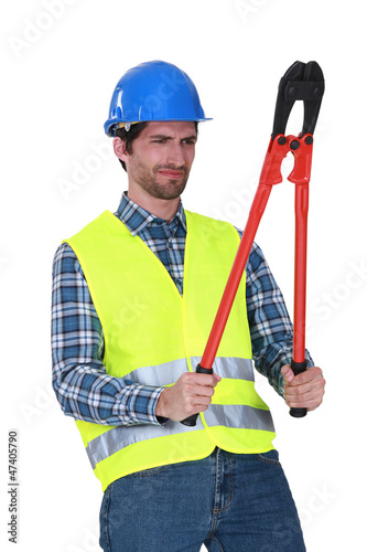 Worker with tool