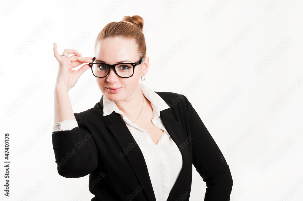 Business woman in glasses on a light background Business woman in glasses on a light background