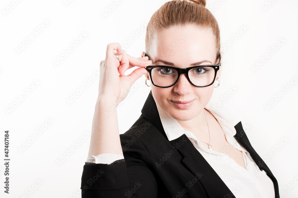 Business woman in glasses on a light background Business woman in glasses on a light background