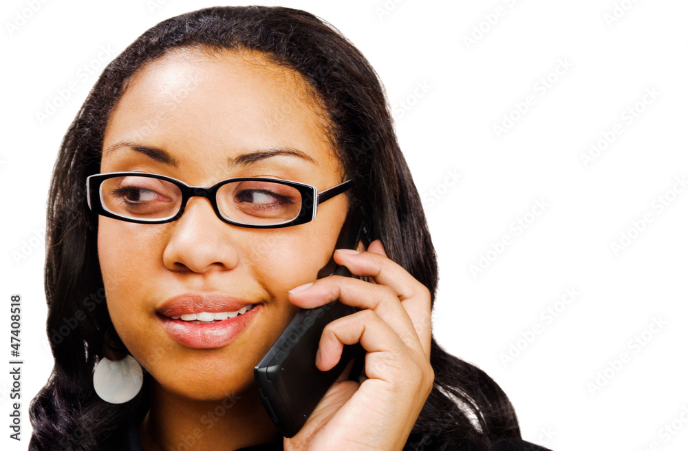Smiling woman talking on mobile Smiling woman talking on mobile