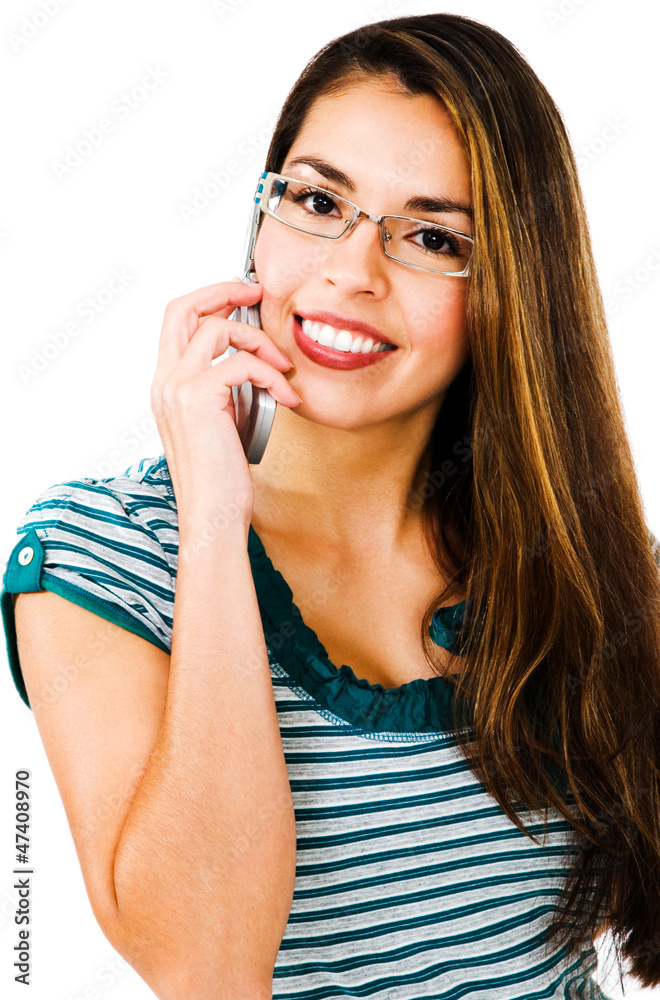 Portrait of a woman talking on mobile