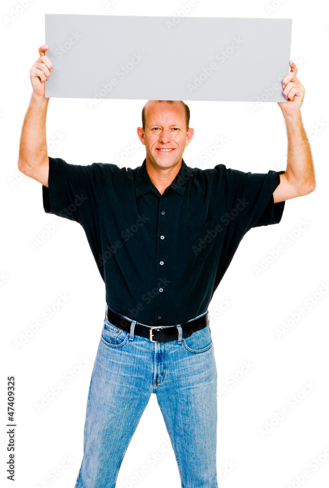 Man showing placard