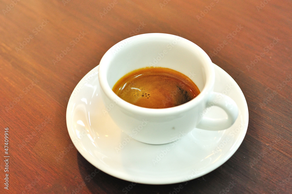 Hot coffee on wooden background, Espresso Hot coffee on wooden background, Espresso