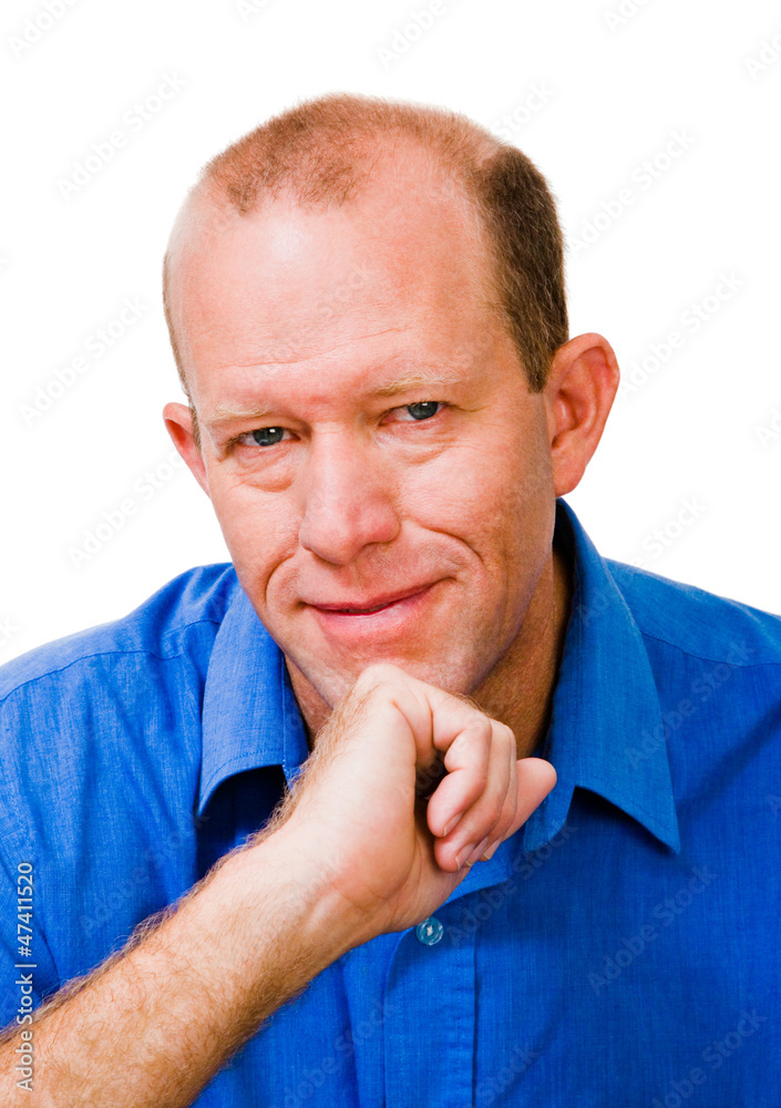 Confident man smirking