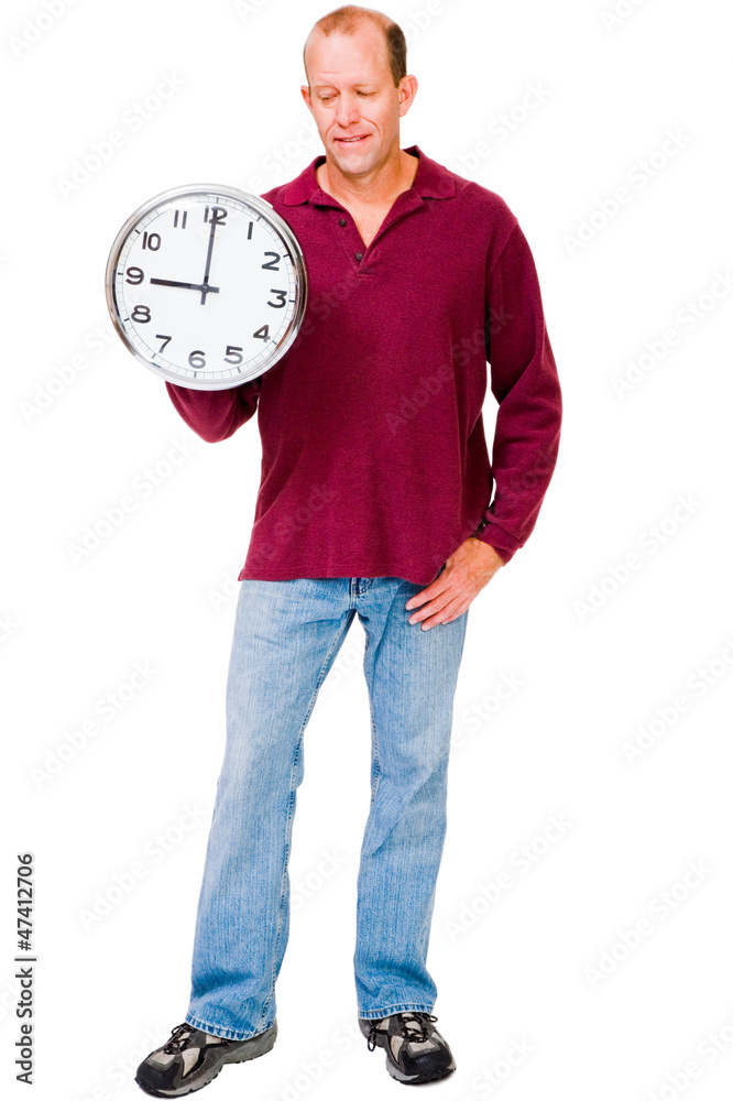 Man showing clock Man showing clock