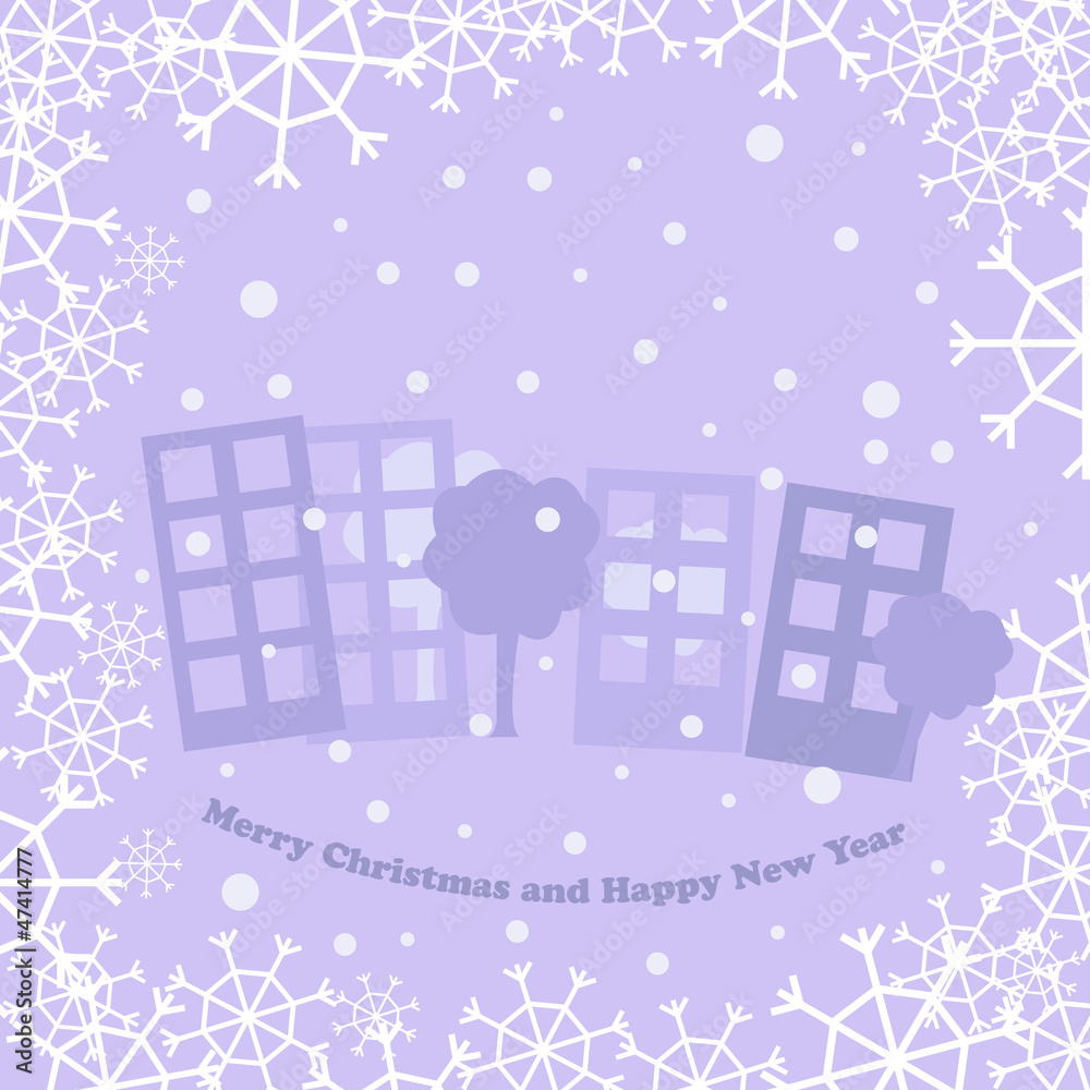 christmas card with town christmas card with town