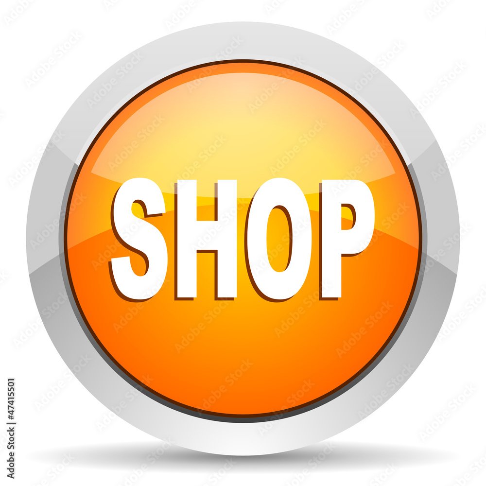 shop orange glossy icon on white background shop orange glossy icon on white background