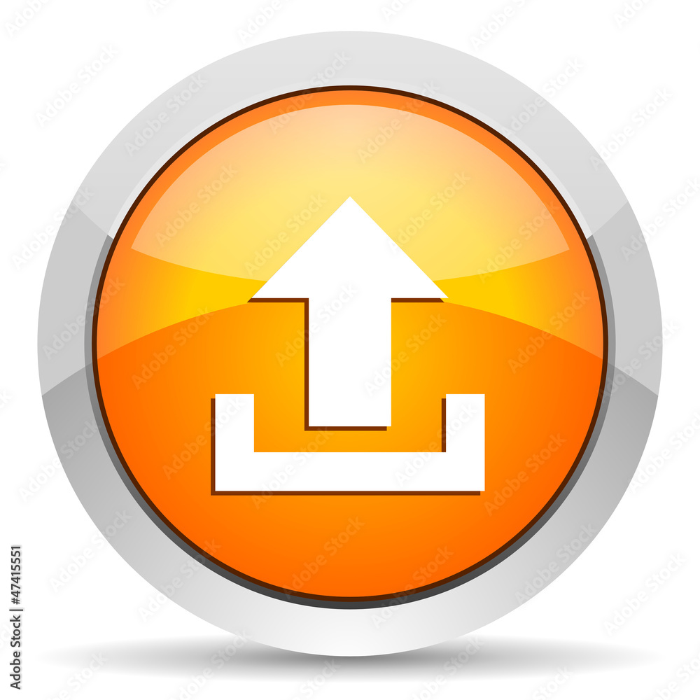 upload orange glossy icon on white background upload orange glossy icon on white background