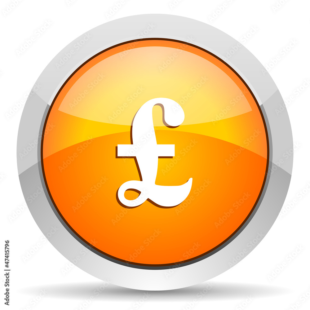 pound orange glossy icon on white background pound orange glossy icon on white background