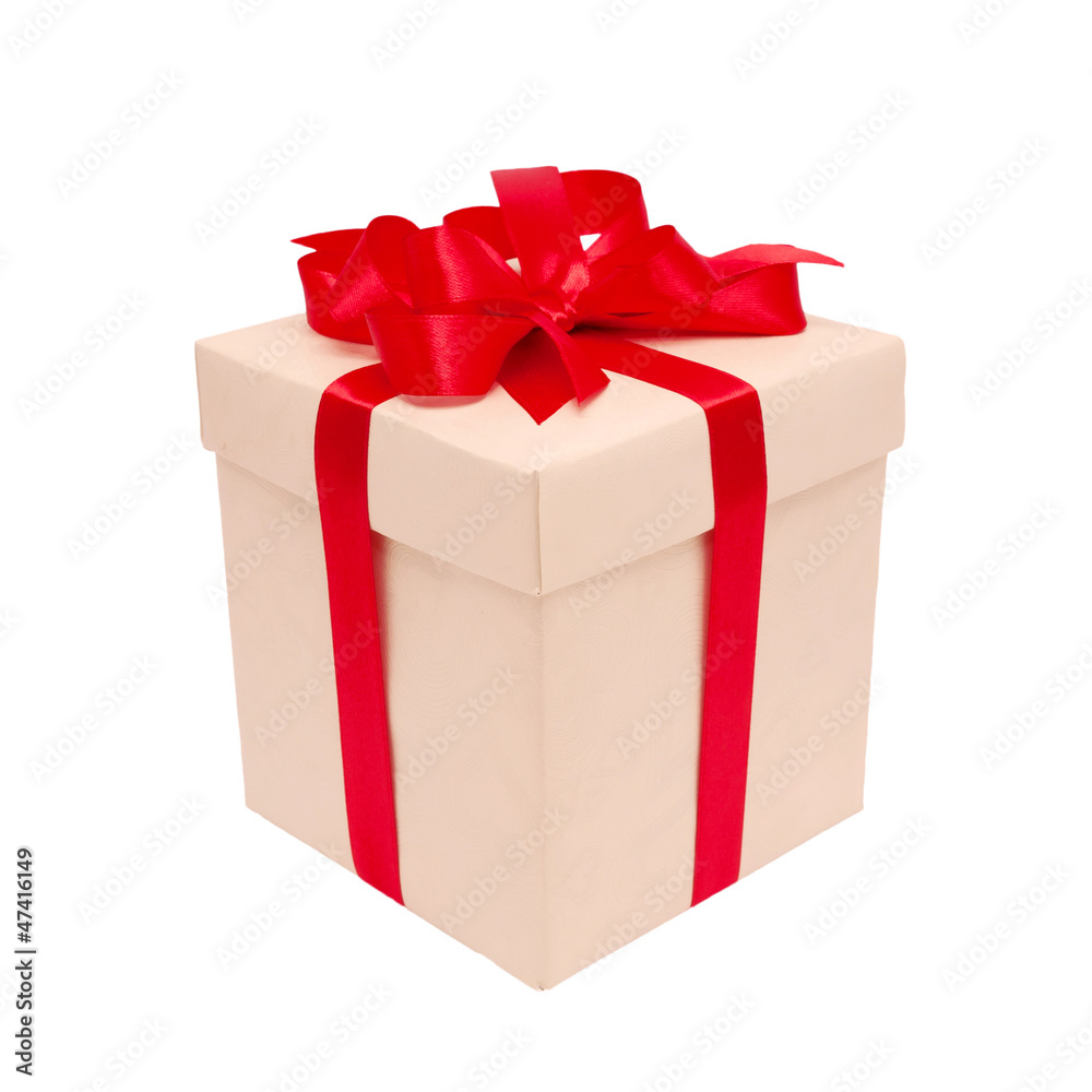 Obraz premium Gift box with red bow isolated on white