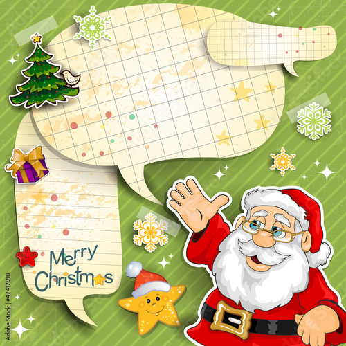 Santa claus cartoon with paper