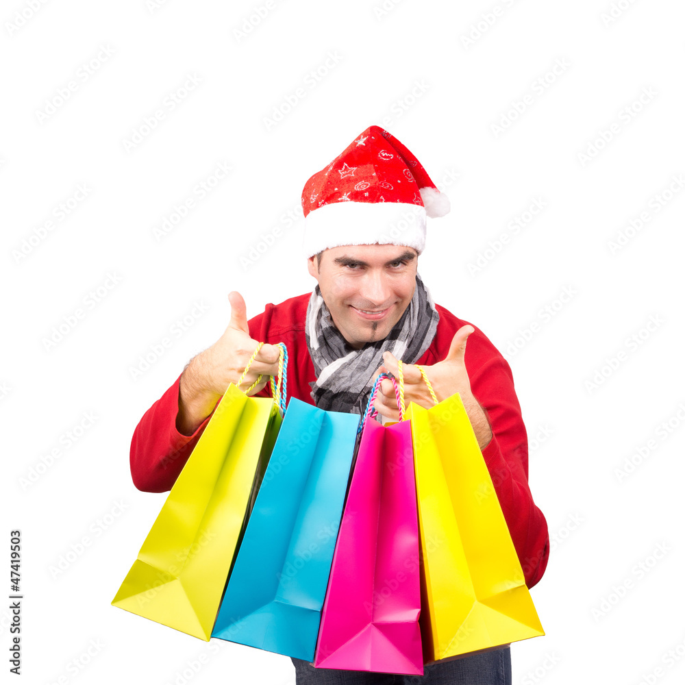 Santa with coloured Bags, isolated Santa with coloured Bags, isolated