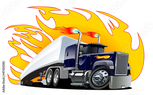 Vector Cartoon Semi Truck. One-click repaint