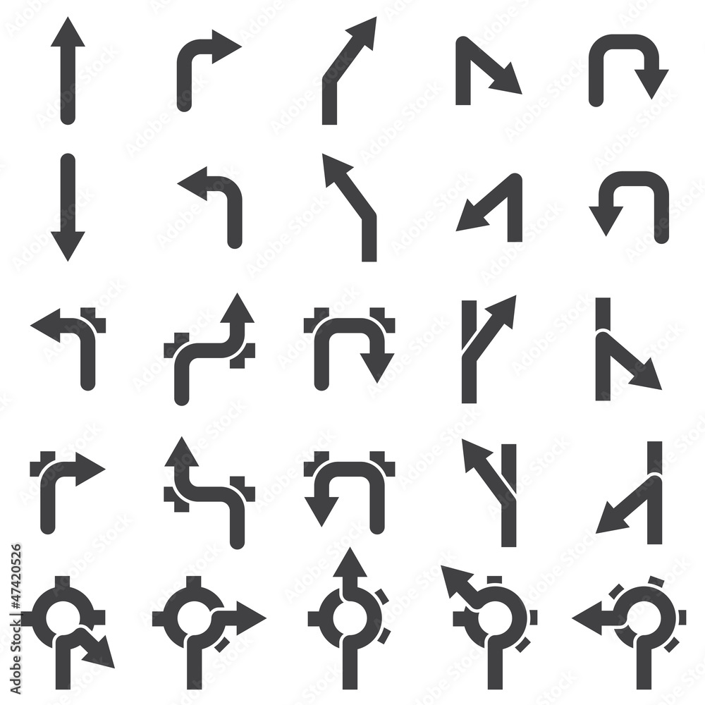 Set of navigational icons silhouette Set of navigational icons silhouette