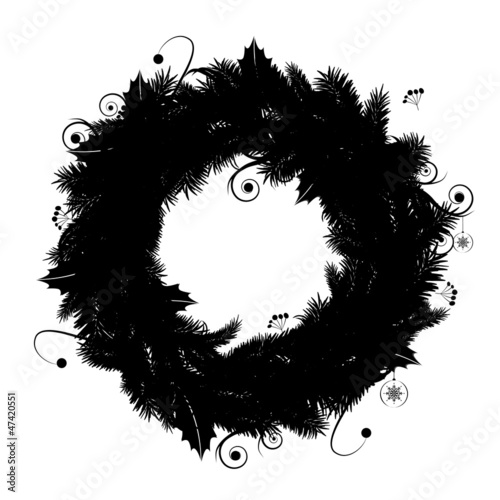 Christmas wreath silhouette for your design