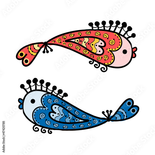 Sketch of funny fishes for your design