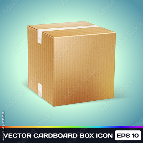 Vector Realistic Cardboard Box Icon