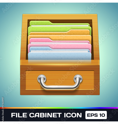 Vector File Cabinet with Folders Icon