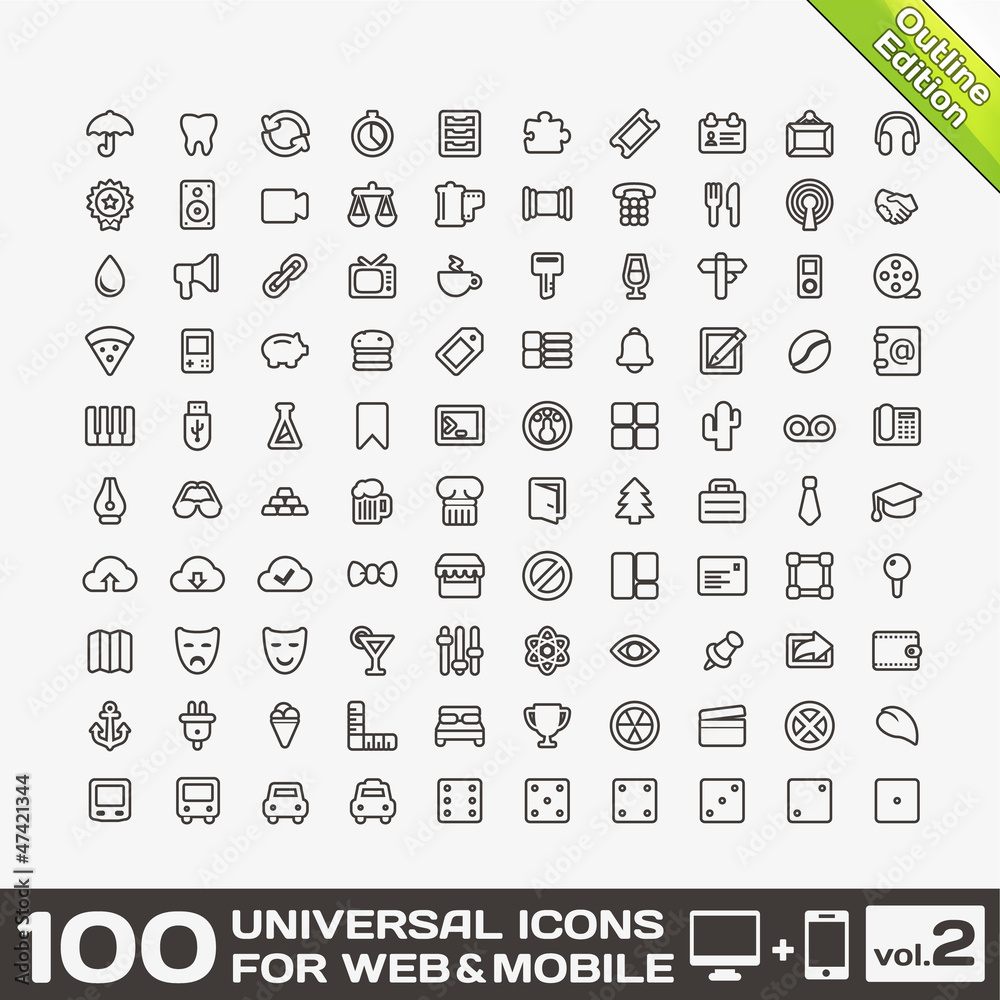 100 Universal Icons For Web and Mobile volume 2