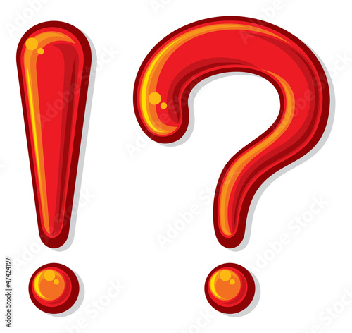 exclamation point and a question mark