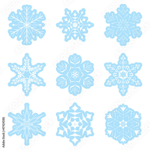 vector set - light blue snowflakes