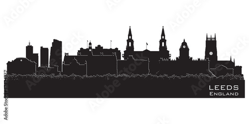 Leeds  England skyline. Detailed vector silhouette