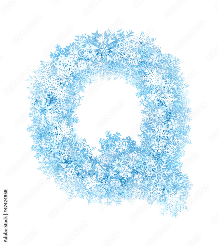 Letter Q, frosty snowflakes Letter Q, frosty snowflakes