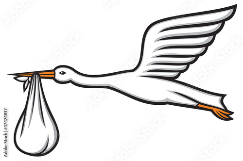 stork carrying a baby in its beak