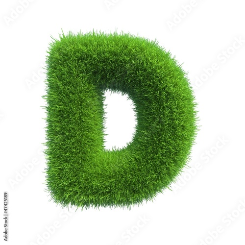 grass letter D isolated on white background