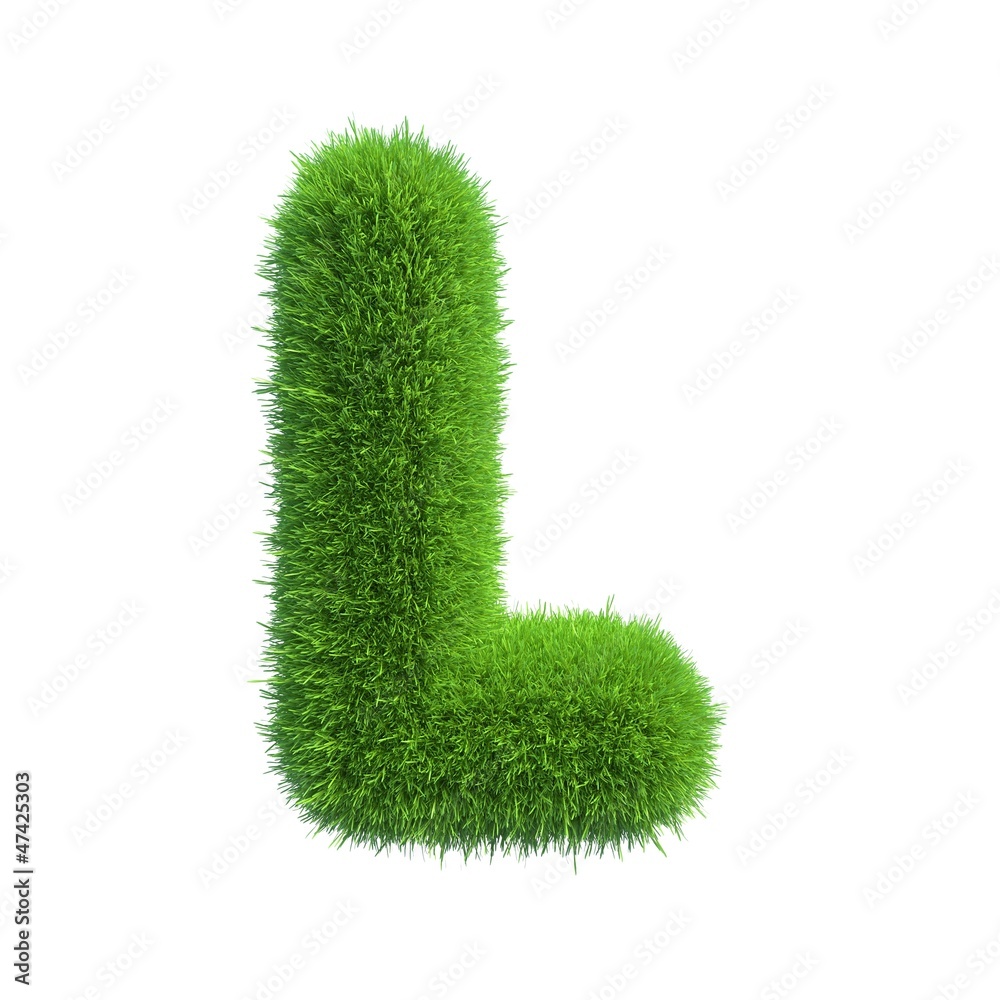 grass letter L isolated on white background grass letter L isolated on white background