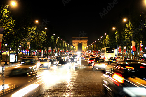 Champs-Elysees Avenue with Arc de Triomphe in Paris