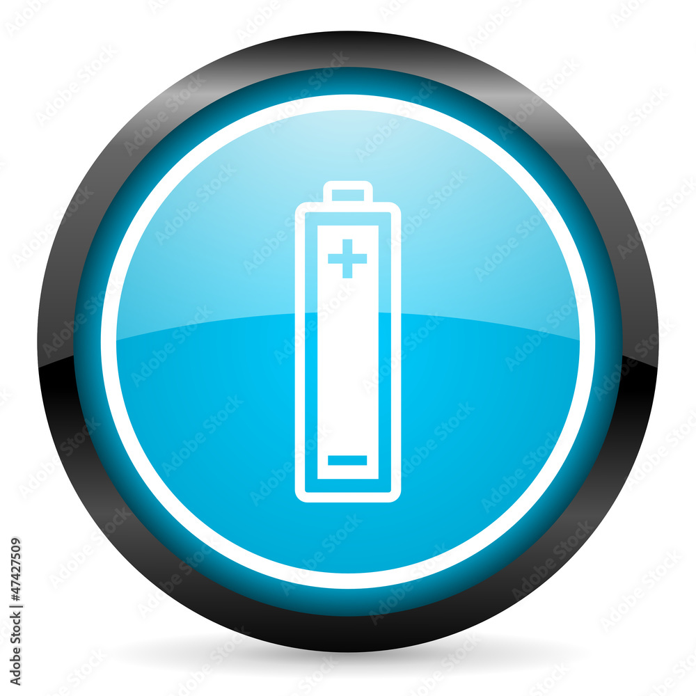 Fototapeta premium battery blue glossy circle icon on white background