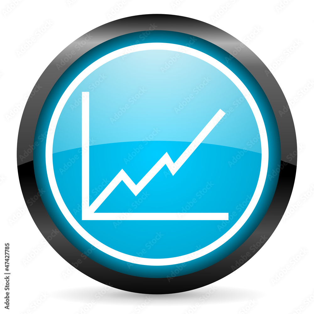 chart blue glossy circle icon on white background chart blue glossy circle icon on white background