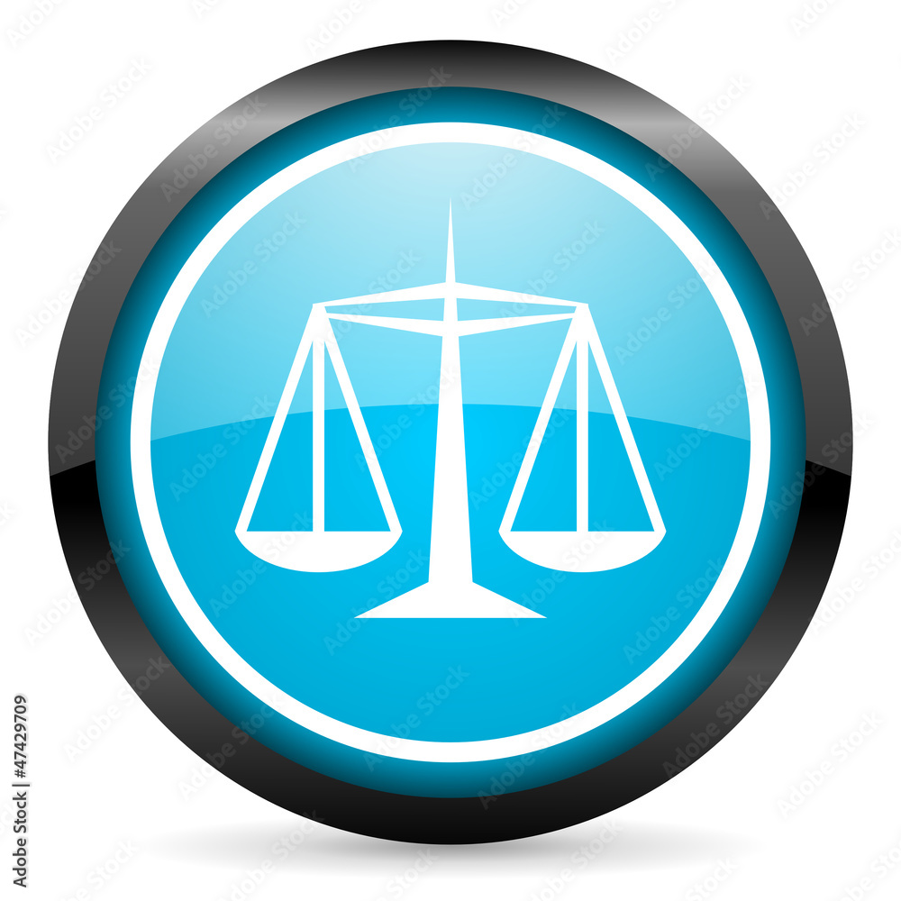 justice blue glossy circle icon on white background justice blue glossy circle icon on white background