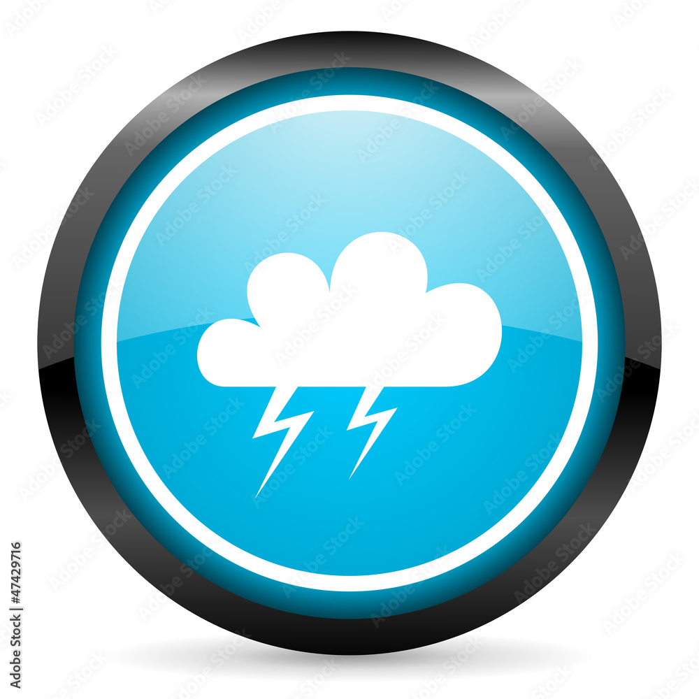 storm blue glossy circle icon on white background storm blue glossy circle icon on white background