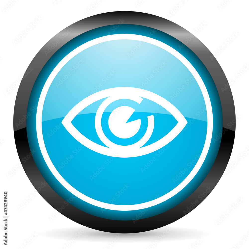 eye blue glossy circle icon on white background eye blue glossy circle icon on white background